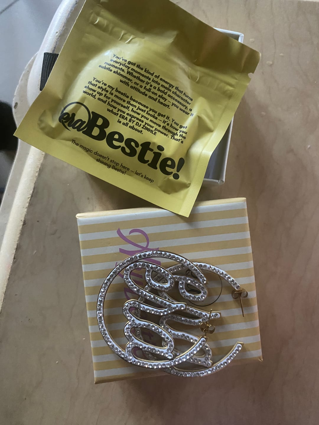 Customer photo review of Gold Luxe Logo Hoops