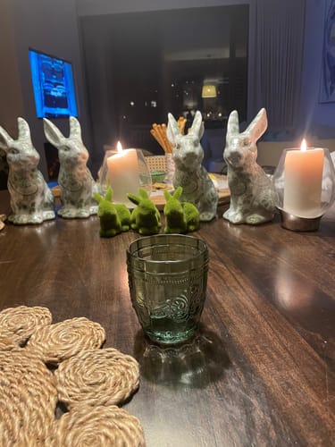 Customer photo review of Green Ceramic Easter Bunnies (Set of 2)