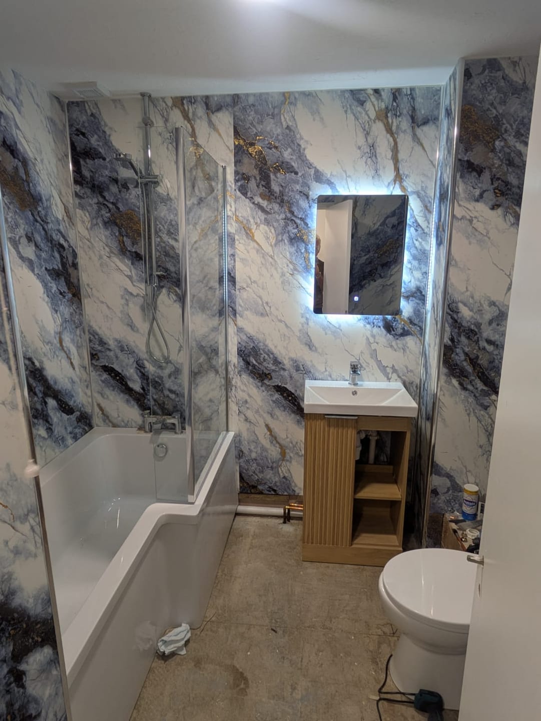 Customer photo review of 10mm Ocean Blue Ultra Matt Shower Panel 1M x 2.4M