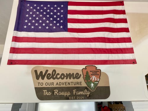 Customer photo review of 3D National Park Service Family Name Welcome Sign (Yeti Design)