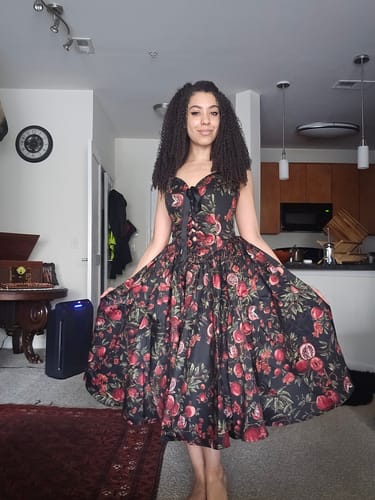 Customer photo review of Ambrosia Dress in Pomegranate Print
