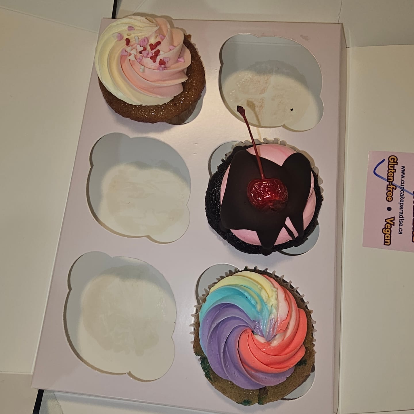 Customer photo review of 6 Pack Gluten-free NOT vegan Cupcakes (has Butter)