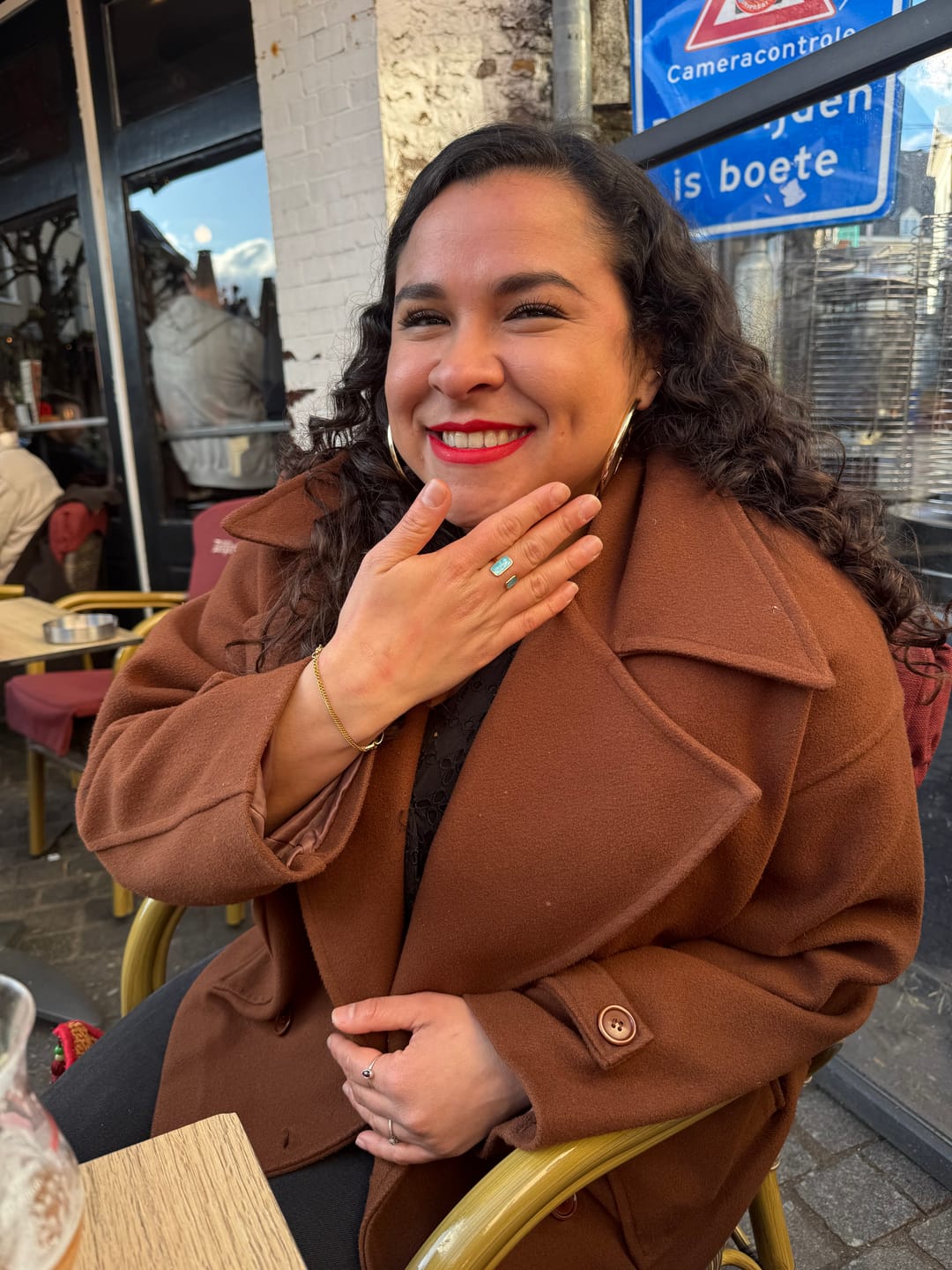 Customer photo review of NEW | Blue Enamel Open Ring | Adjustable Size