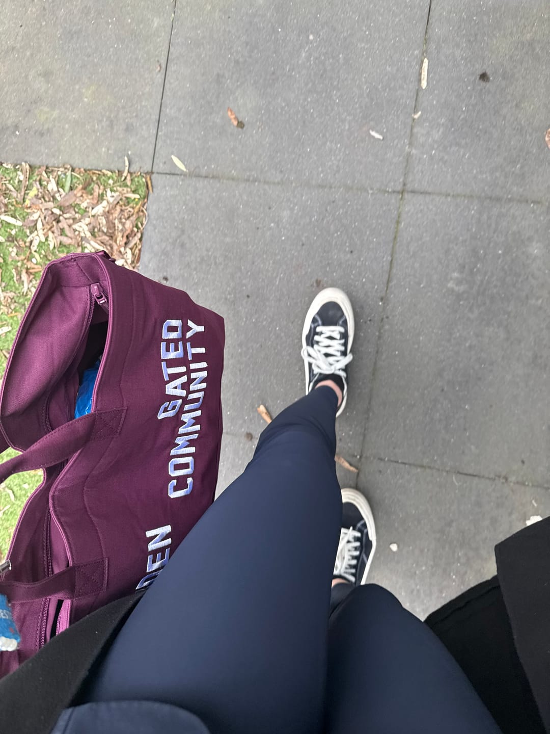 Customer photo review of the Gated Community Canvas Shopper Bag in Dark Plum