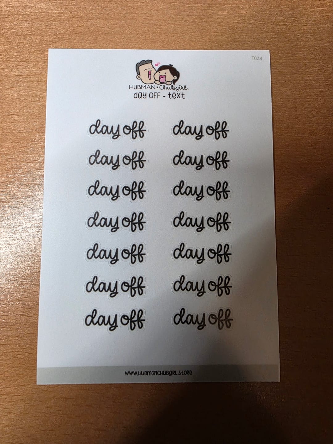 Customer photo review of Day Off Text Planner Stickers