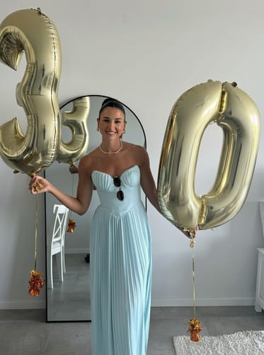 Customer photo review of Sky – Halter Neck Flow Maxi Dress