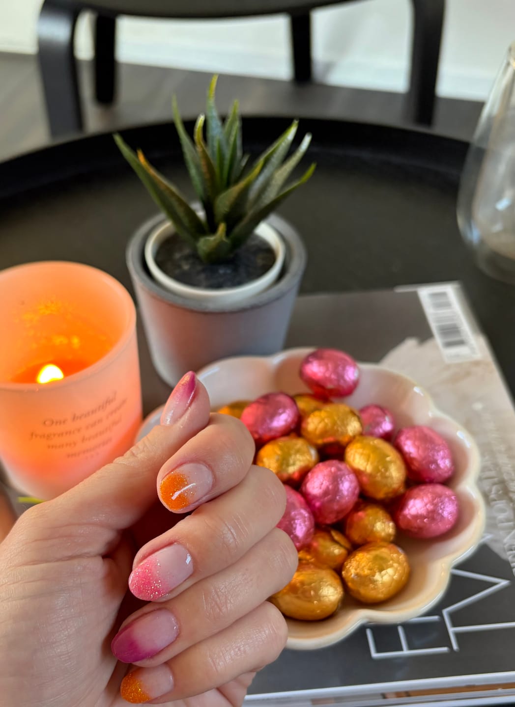 Customer photo review of Tangerine Orange Dipping Powder