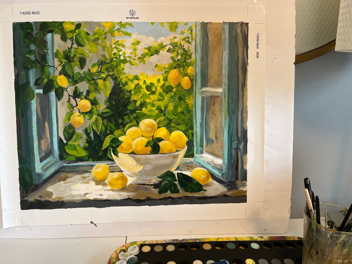 Customer photo review of Lemon Bowl at the Window | Paint by Number