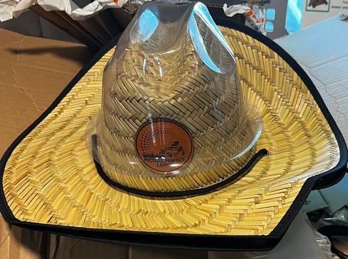 Customer photo review of Custom Straw Hats Leather Patches