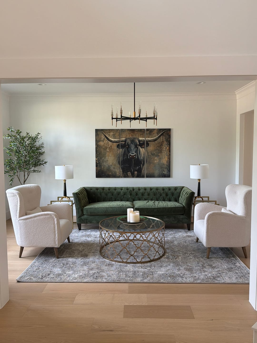 Customer photo review of Texas Longhorn Bull Wall Art – Framed Rustic Cow Canvas Print, Western Farmhouse Decor Artwork for Living Room or Office