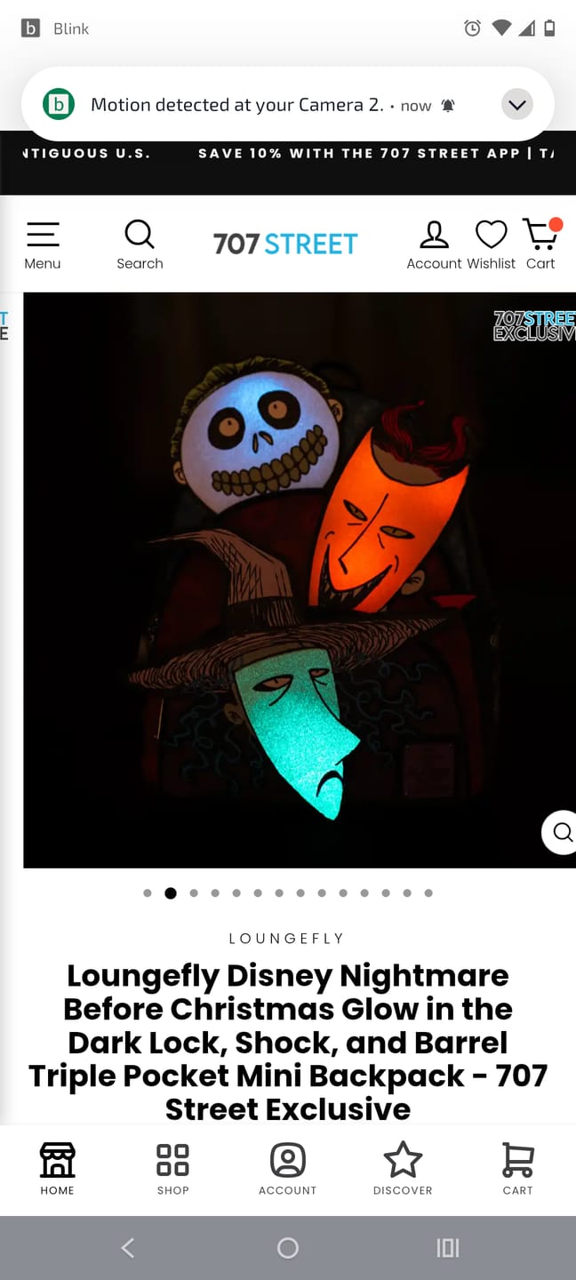 Customer photo review of Loungefly Disney Nightmare Before Christmas Glow in the Dark Lock, Shock, and Barrel Triple Pocket Mini Backpack - 707 Street Exclusive