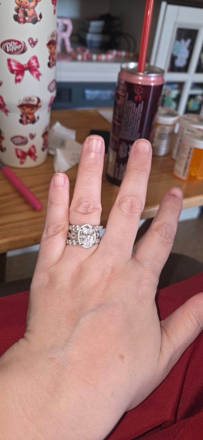 Customer photo review of 4.5Ct Oval Cut Twist Engagement Ring Travel Rings In Sterling Silver