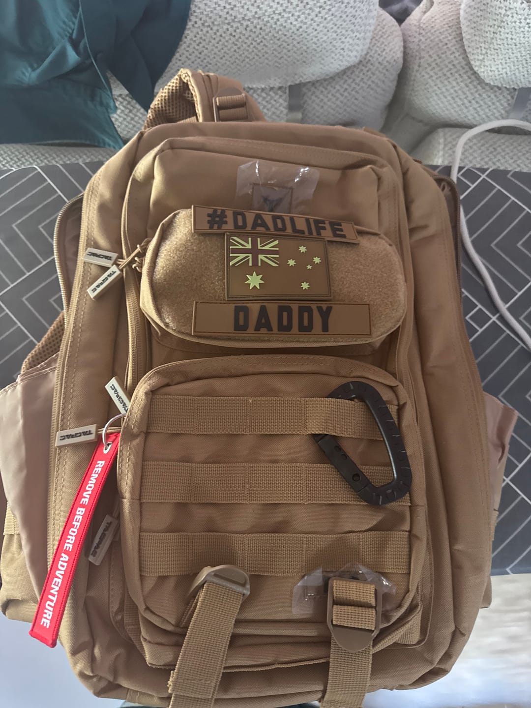 Customer photo review of Tacpac 'B.O.B' Desert Storm Nappy Bag Set