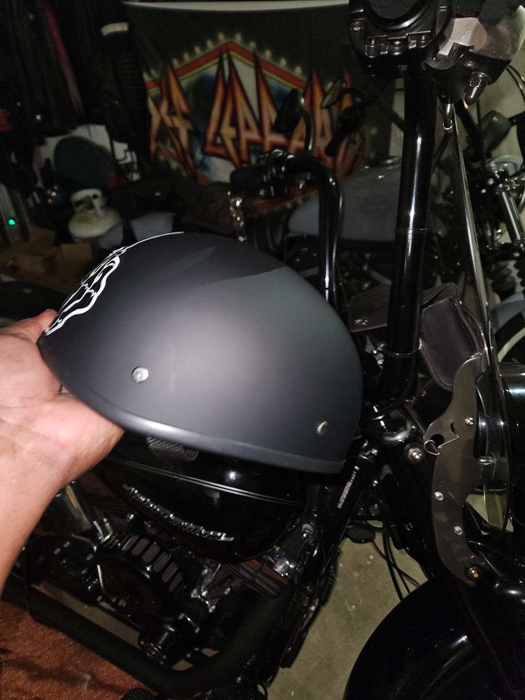 Customer photo review of Lightweight SOA Style DOT Beanie Helmet / Matte Black