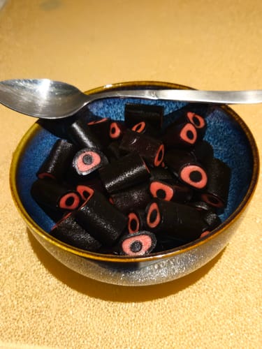 Customer photo review of Raspberry Salty Rocks - Salty Liquorice with Sweet Raspberry Filling