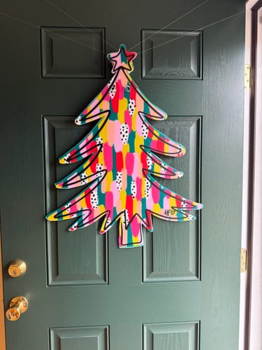 Customer photo review of Multicolored Christmas Tree Door Hanger