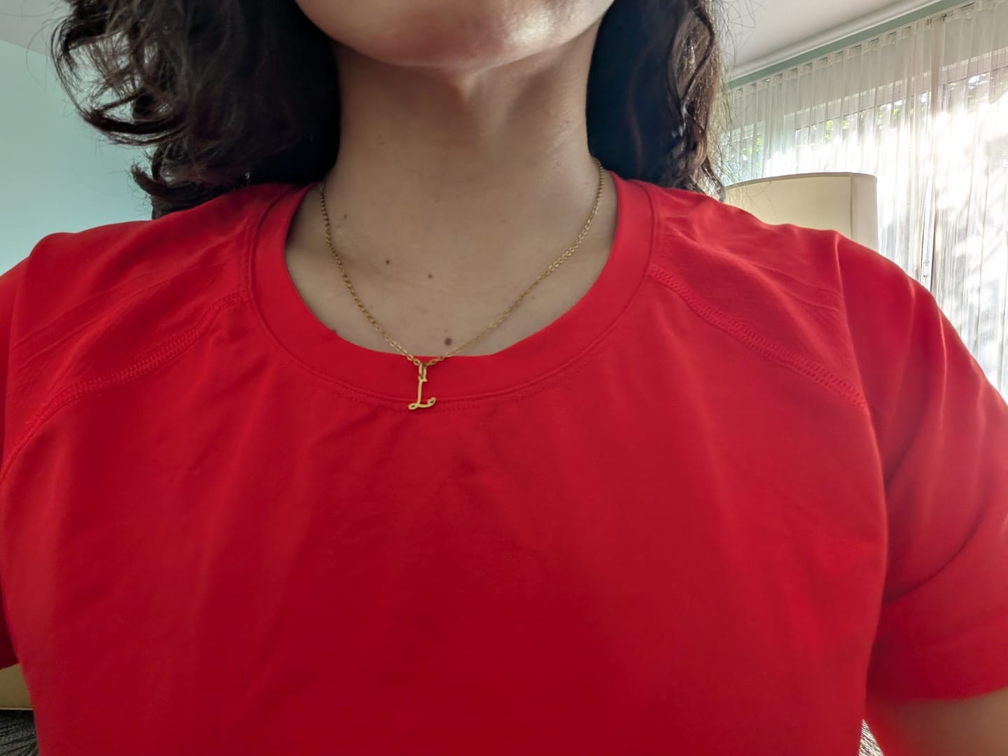 Customer photo review of Gold Letter Heart Necklace