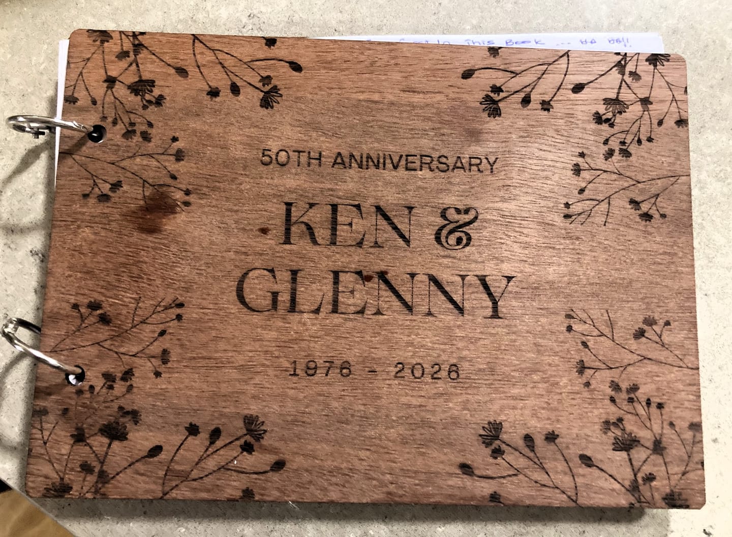 Customer photo review of Personalised Engraving Wooden Wedding Guest Book