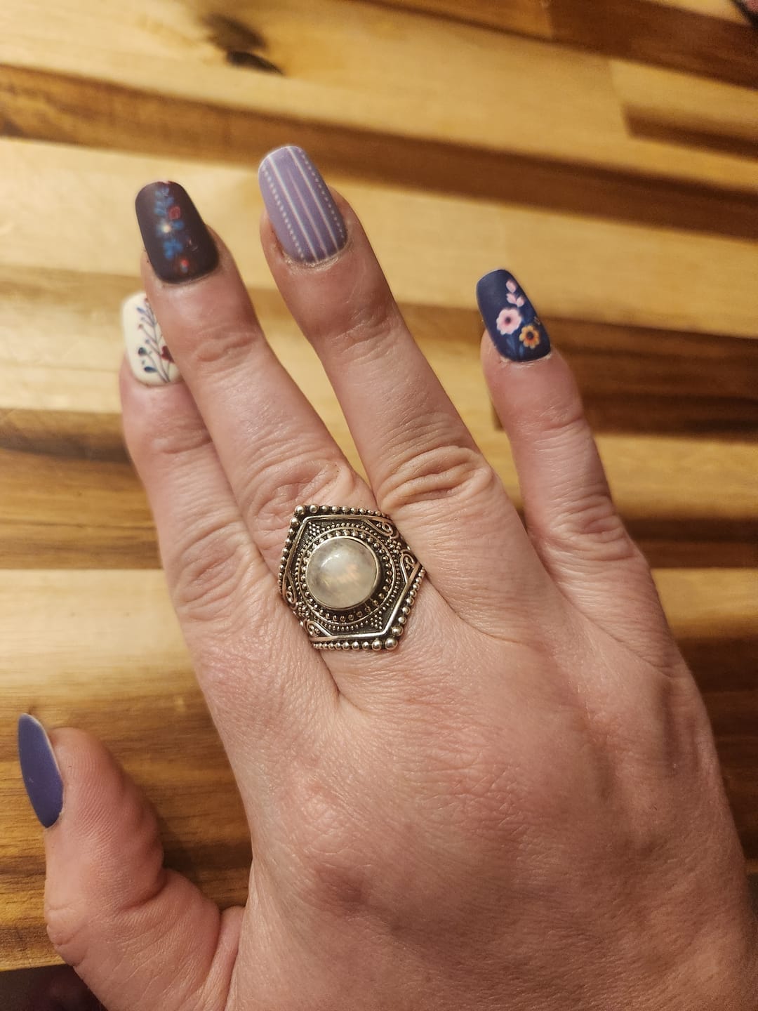 Customer photo review of Sterling Silver Boho Ring with Moonstone