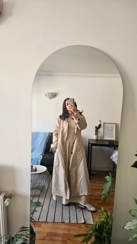 Customer photo review of Florence Reversible Plaid Long Coat