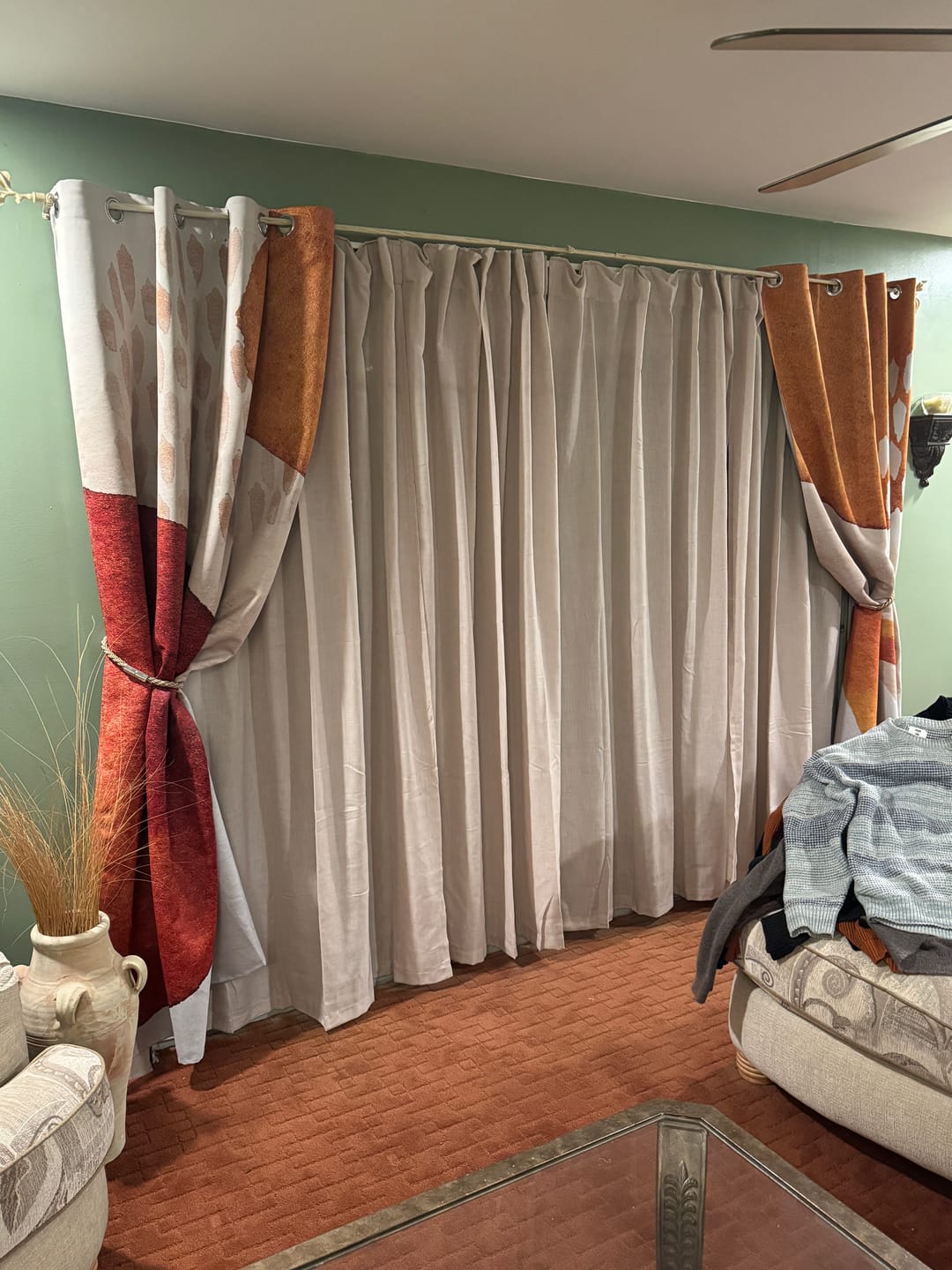 Customer photo review of Abstract Art Terracotta Orange Ivory Beige Modern Boho Blackout Window Curtains ADELE - 2 Panels