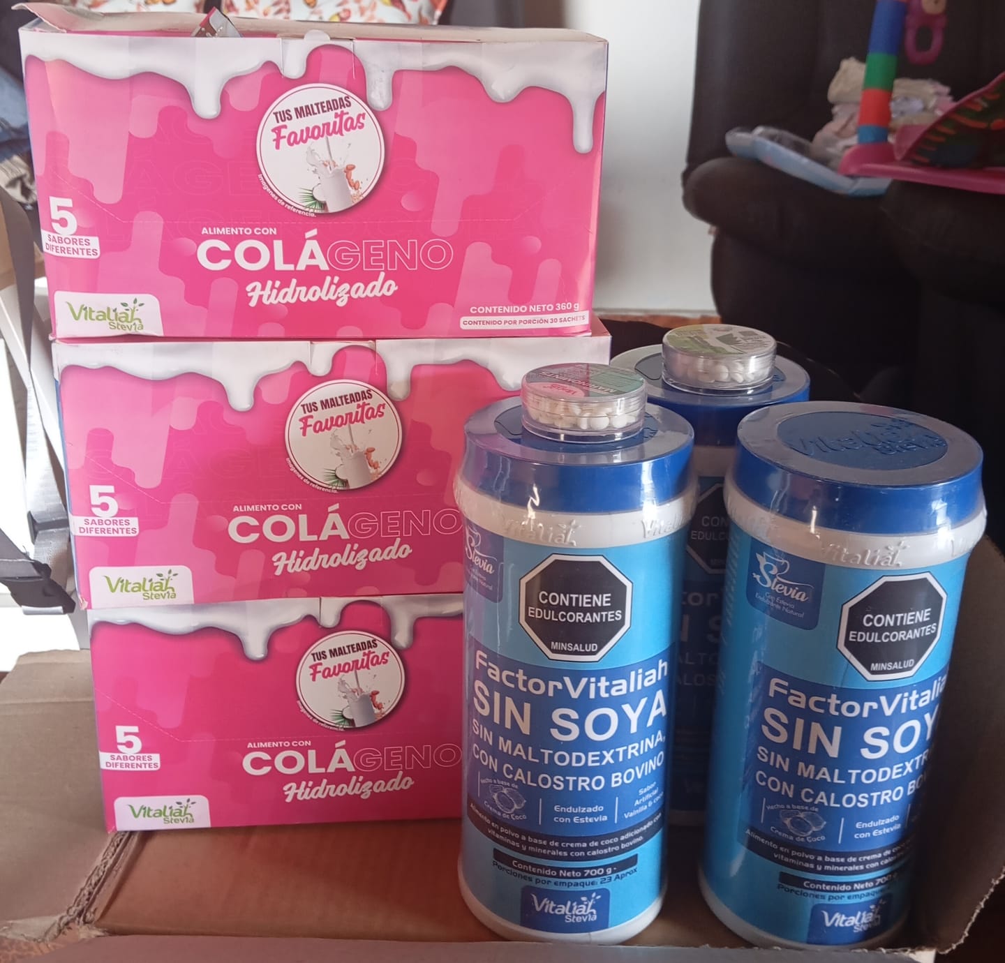 Customer photo review of CAJA 30 SACHETS COLAGENO HIDROLIZADO 5 SABORES 360 G