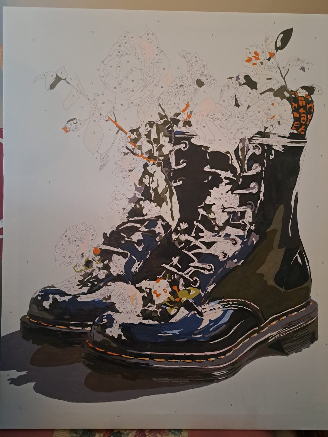 Customer photo review of Wildflowers in Boots | Paint by Number