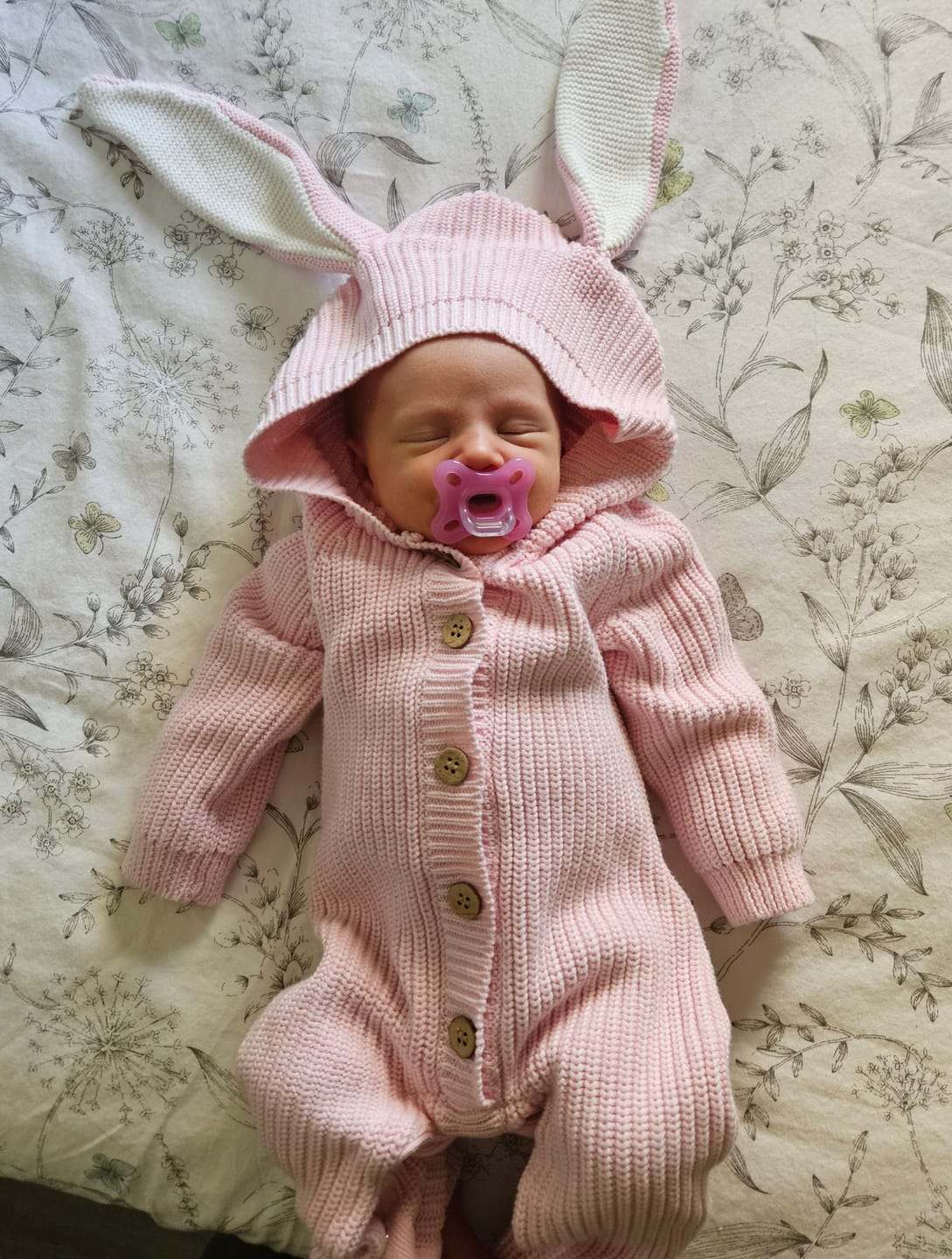 Customer photo review of Bunny Knit Jumpsuit - Powder Pink