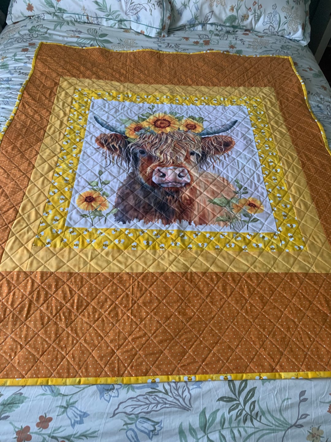 Customer photo review of Sunflowers & Highland Cows #4 Fabric Panel