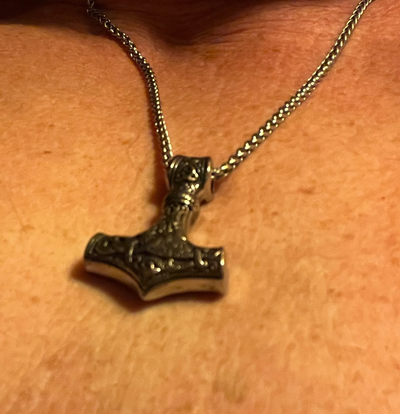 Customer photo review of Mjölnir Necklace