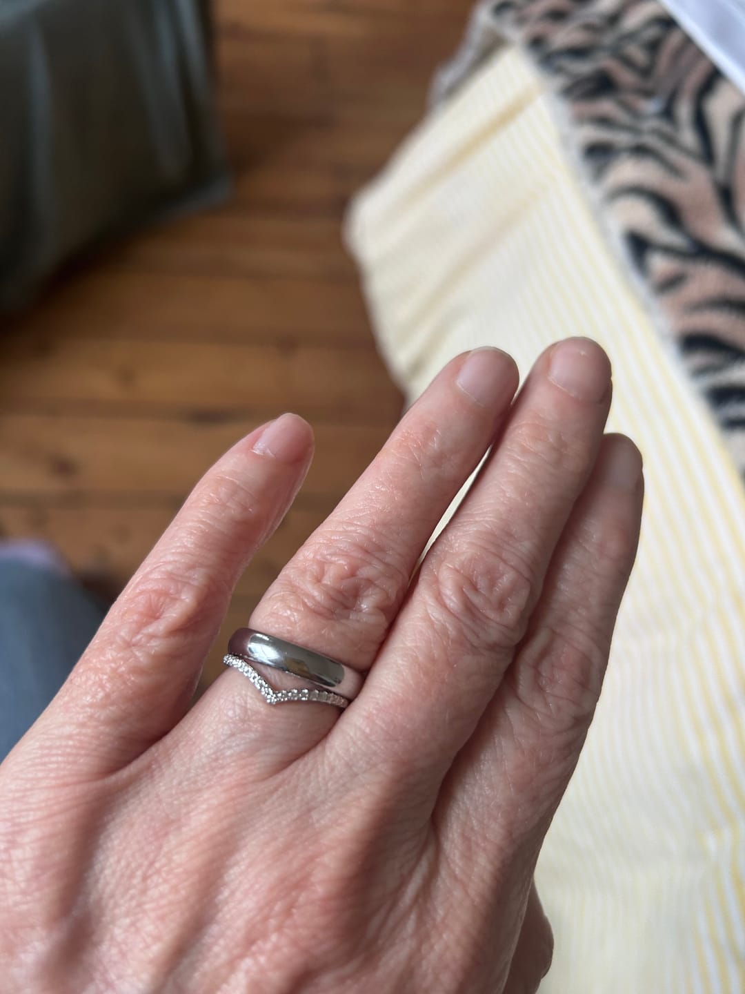 Customer photo review of White Gold Wishbone Moissanite Dazzle Ring