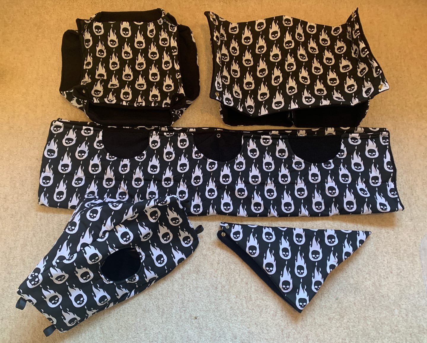 Customer photo review of Flaming Skulls Polycotton Fabric