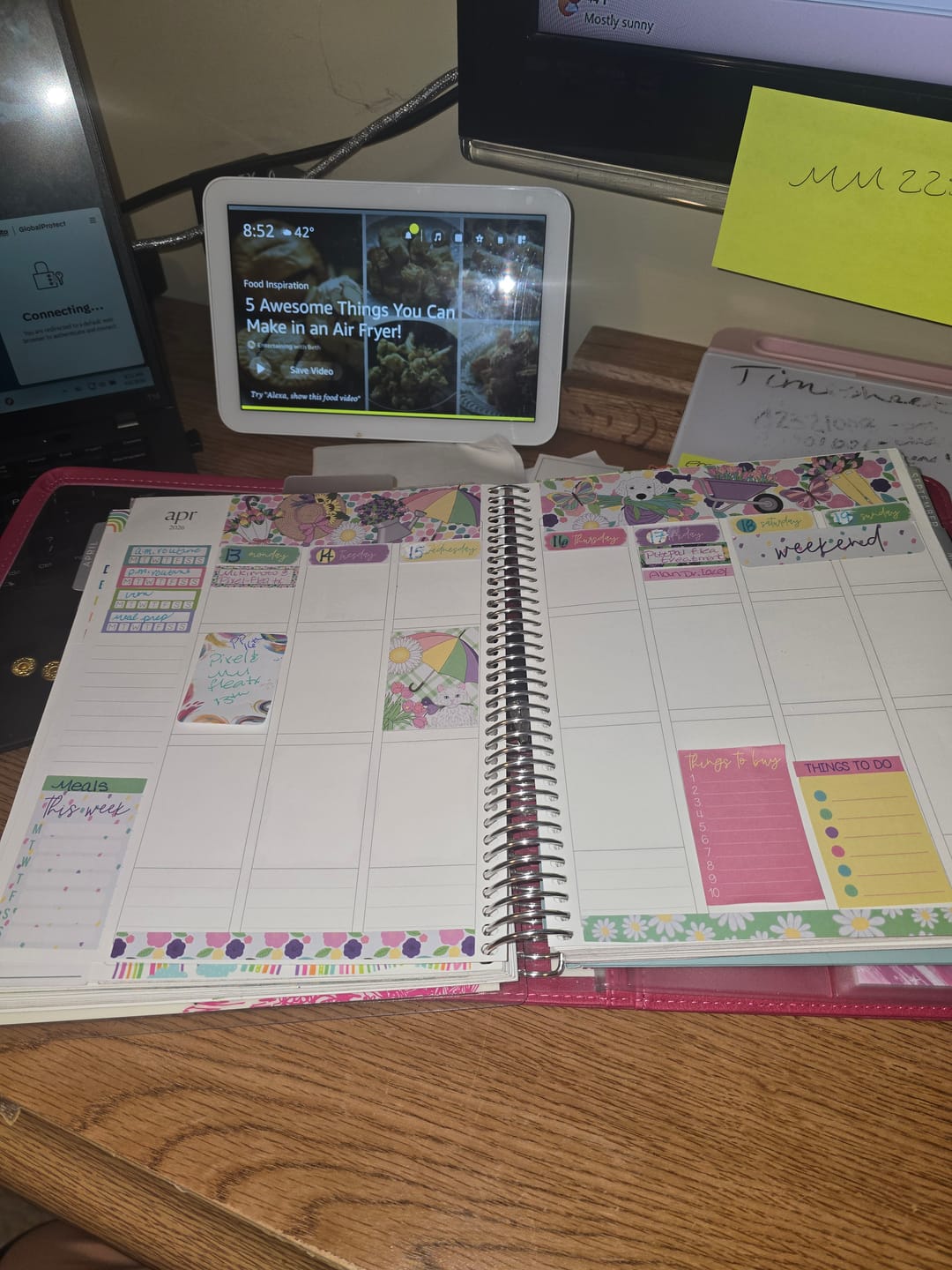 Customer photo review of Spring Rainbow Rain Flowers & Umbrellas Planner Stickers 4-Page Weekly Kit - 133 Stickers (#12,220)