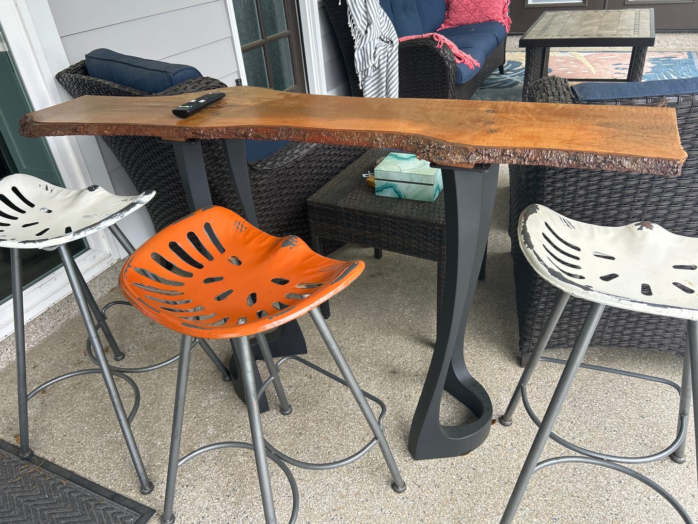 Customer photo review of Counter Table Legs 605 Uzar 34" H for Live Edge Tabletop
