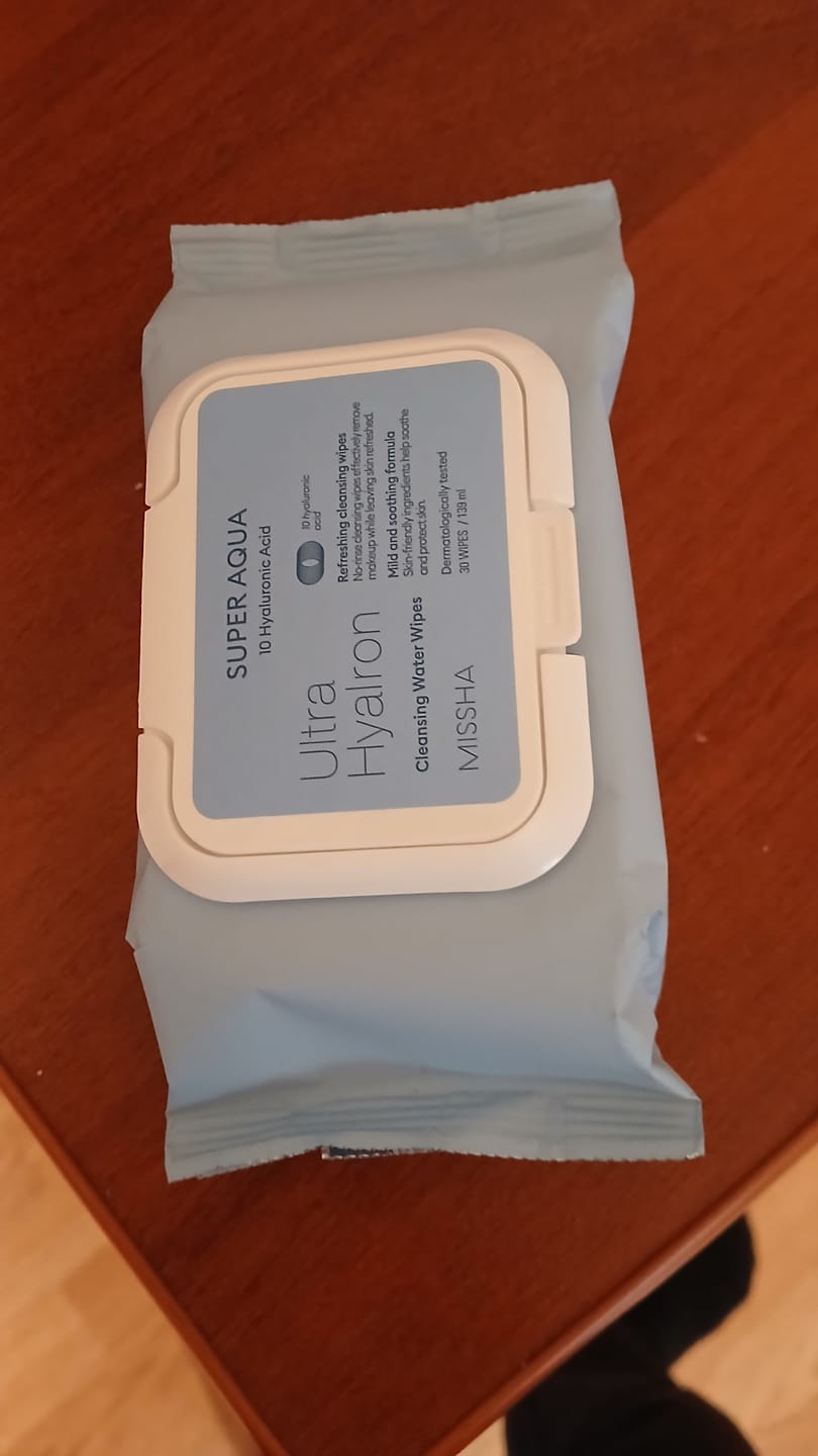 Customer photo review of Attīrošās salvetes Missha Super Aqua Ultra Hyalron Cleansing Water Wipes