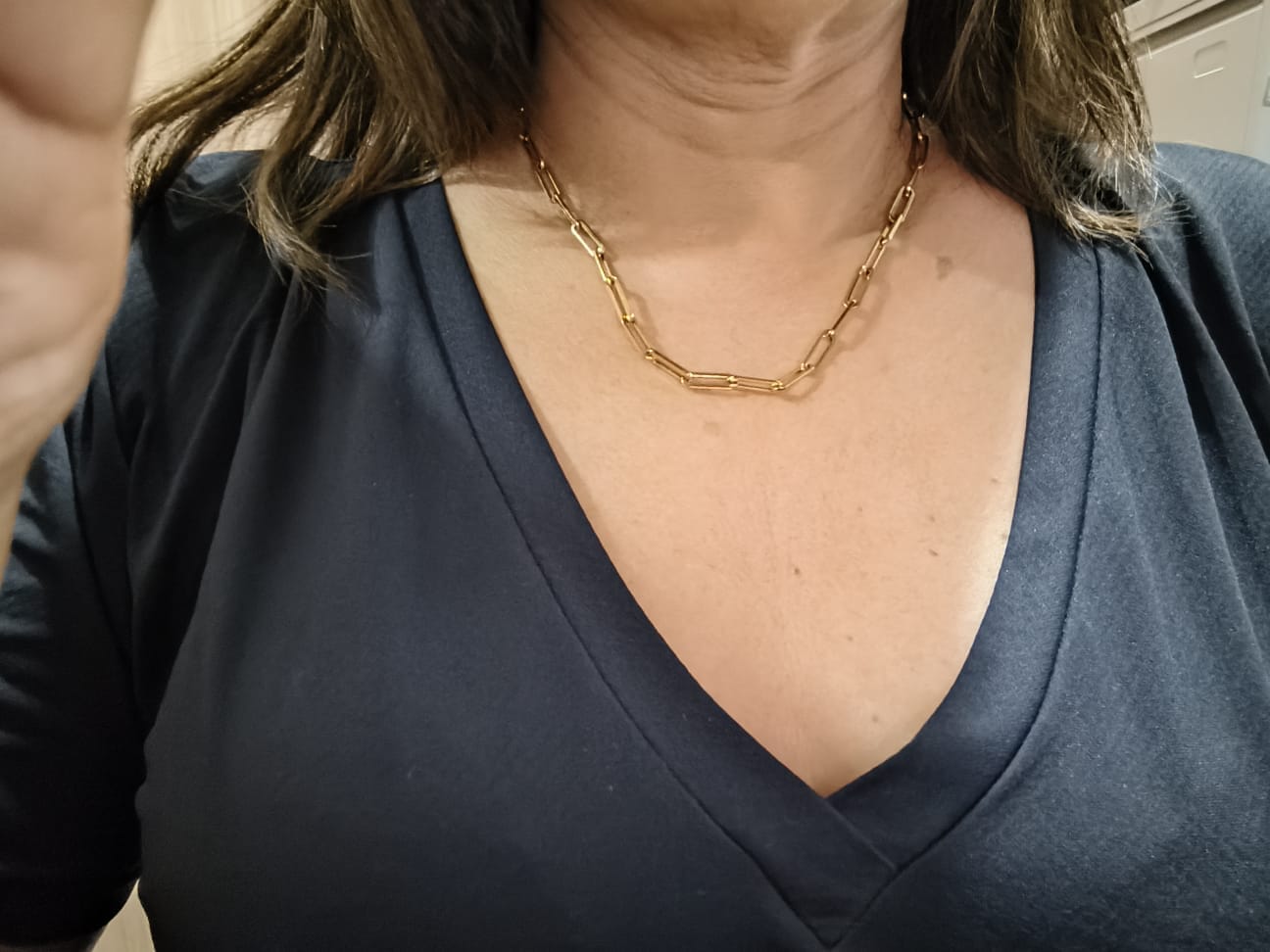 Customer photo review of Colar Elos Celina Corrente Banhado em Ouro 18K