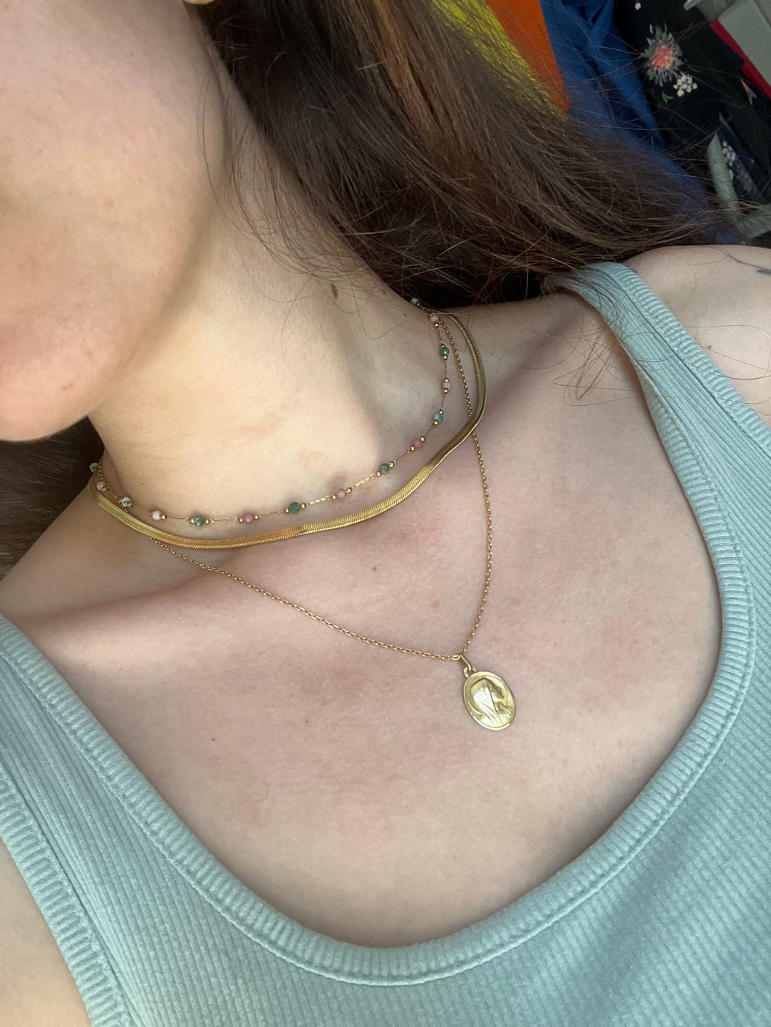 Customer photo review of Sarya Snake Chain Gold Necklace