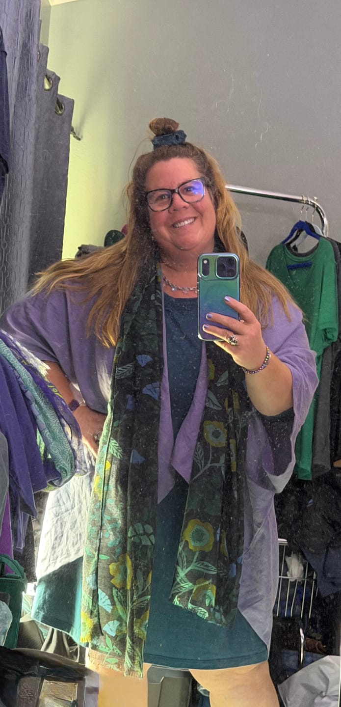 Customer photo review of NEW! LINEN Kimono Misty Lilac