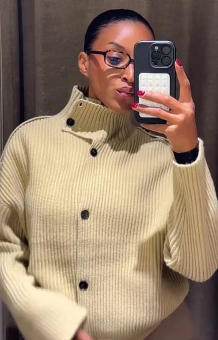 Customer photo review of Kylie Knitted High Neck Cardigan