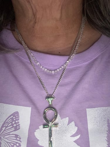 Customer photo review of Clear Quartz Beaded Necklace Mini