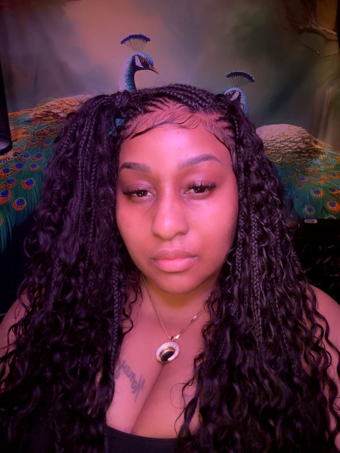 Customer photo review of Michelle - Salon-Style Glueless Miracle Braided Wig Pre-Bleached Swiss HD Full Lace Boho Box Braids Bora Bora Human Hair Body Wave Curls