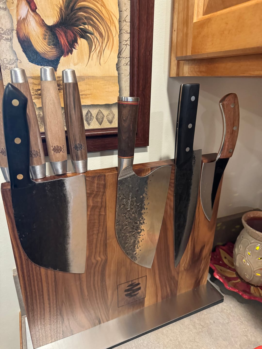 Customer photo review of FREE Walnut Magnetic Knives Holder