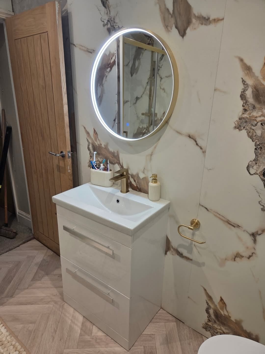 Customer photo review of 8mm White Wood Matt Bathroom Wall & Ceiling Panel 2.6M