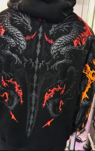 Customer photo review of Dragon Blade Oversized pullover hoodie [INFERNO]