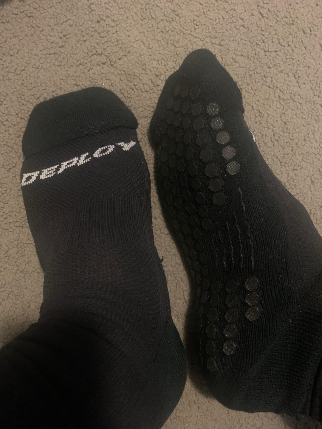 Customer photo review of Deploy Pro Football Grip Socks - Black