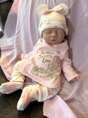 Customer photo review of Platinum Silicone Reborn Doll: Lifelike Weighted Baby, 17"