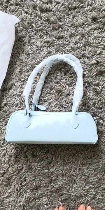 Customer photo review of Adora Suede Baguette Bag