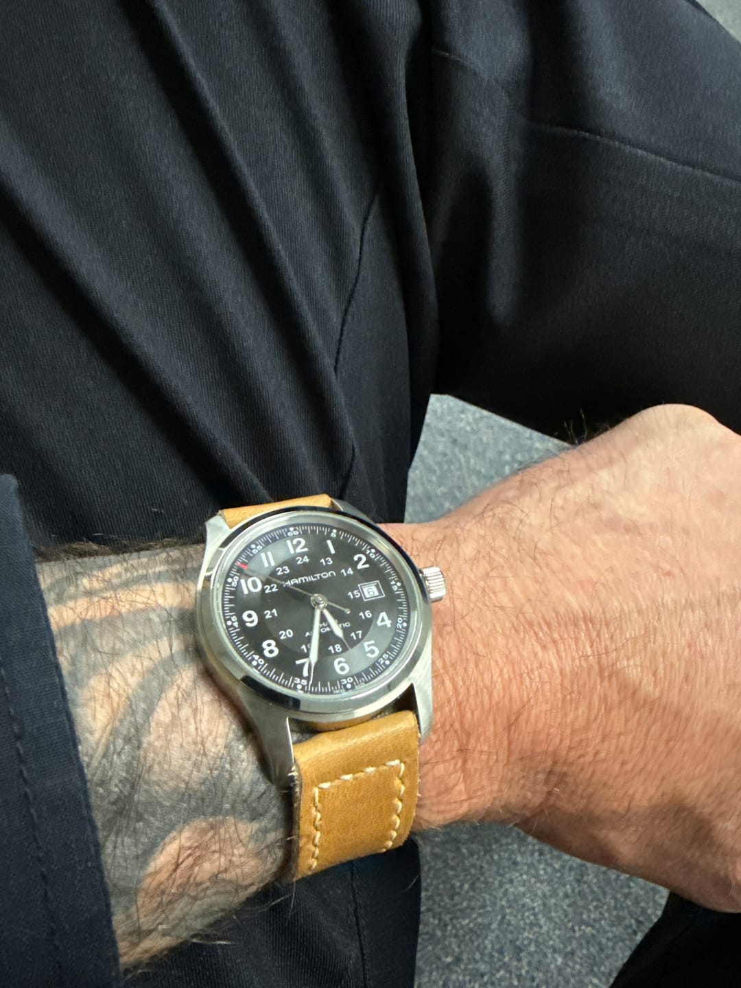 Customer photo review of Horween Natural Dublin Leather Watch Strap, Natural Thread
