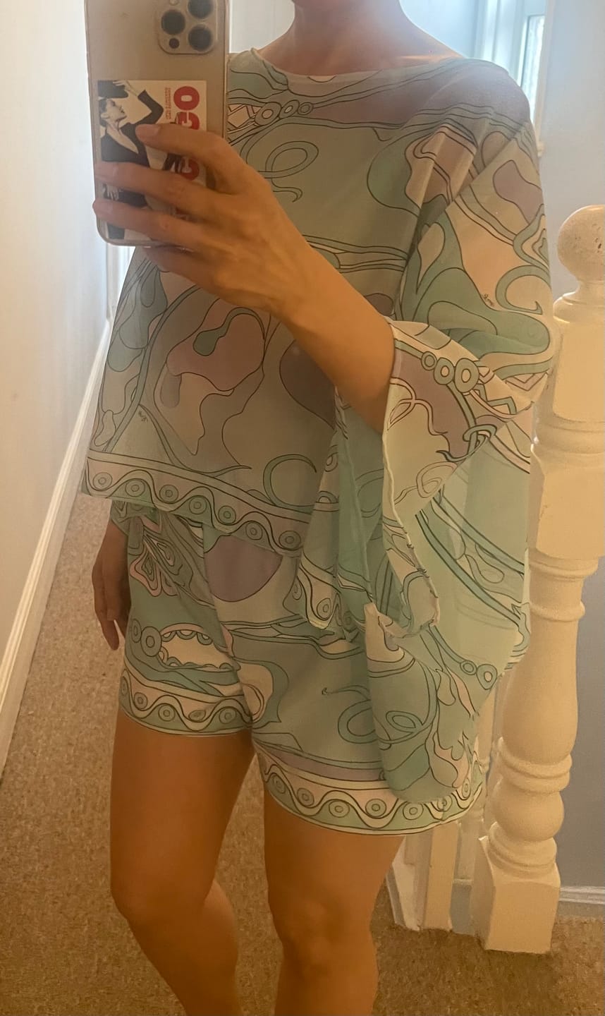 Customer photo review of Pastel Abstract Print Chiffon Fabric Sold by the Metre