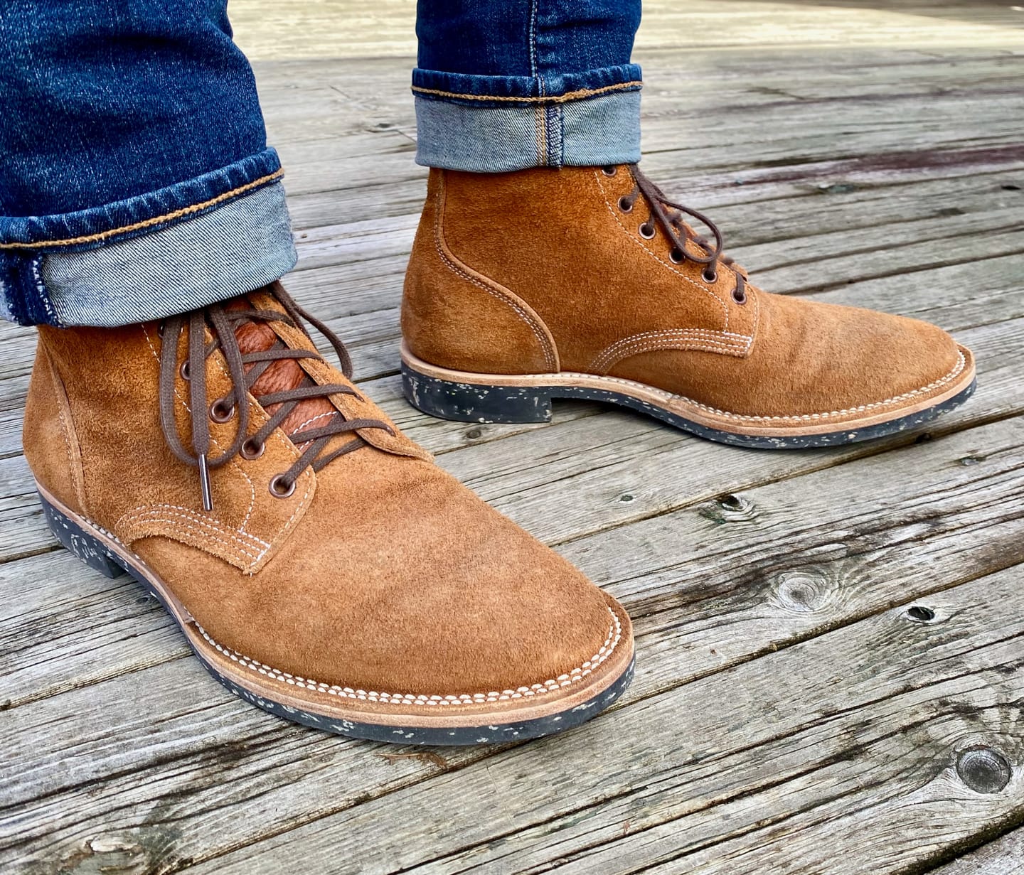 Customer photo review of T.G.Escape Boondoker Boot - luosjiet®boots - Yellow Brown Oiled  Cowhide Reverse(Short Hair)